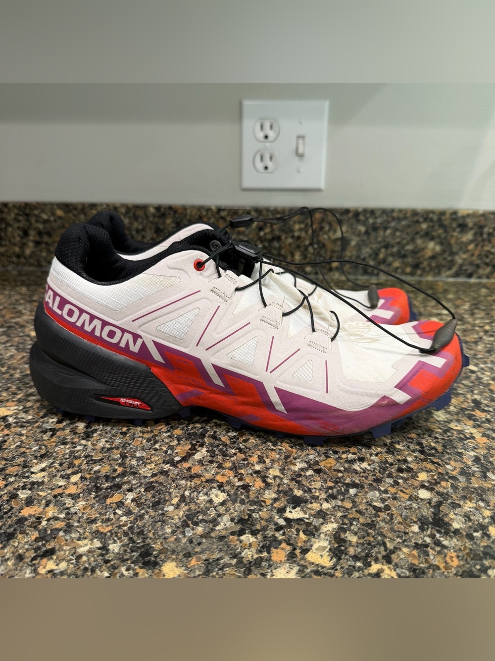 Salomon Women's White Purple Red Athletic Trail Shoes